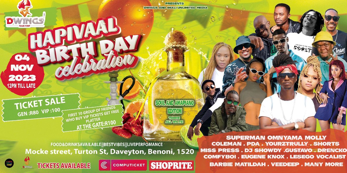 Hapivaal's tweet photo. Don’t miss the chance to party with Hapivaal and other amazing artists at his birthday celebration on Nov 4! Get your tickets now and join the fun
#1trillion
#DrNandiphaMagudumana https://t.co/b0AE9hA1pl