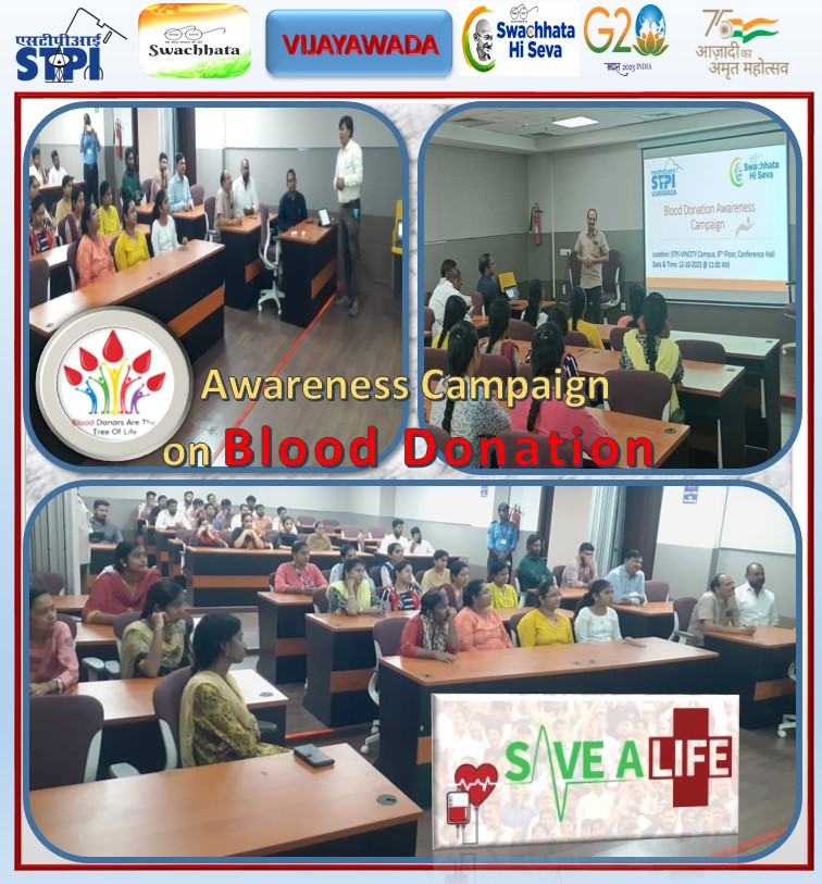 As part of #SwachhataHiSeva #SpecialCampaign3  with focus on #Swachhata,@STPIvjw1 organized Blood Donation Awareness Campaign in association with NGO organization, STPI staff and Incubatees participated #SwachhBharat #SwachhataCampaign  #SwachhataHiSeva2023 #SwachhBharatMission