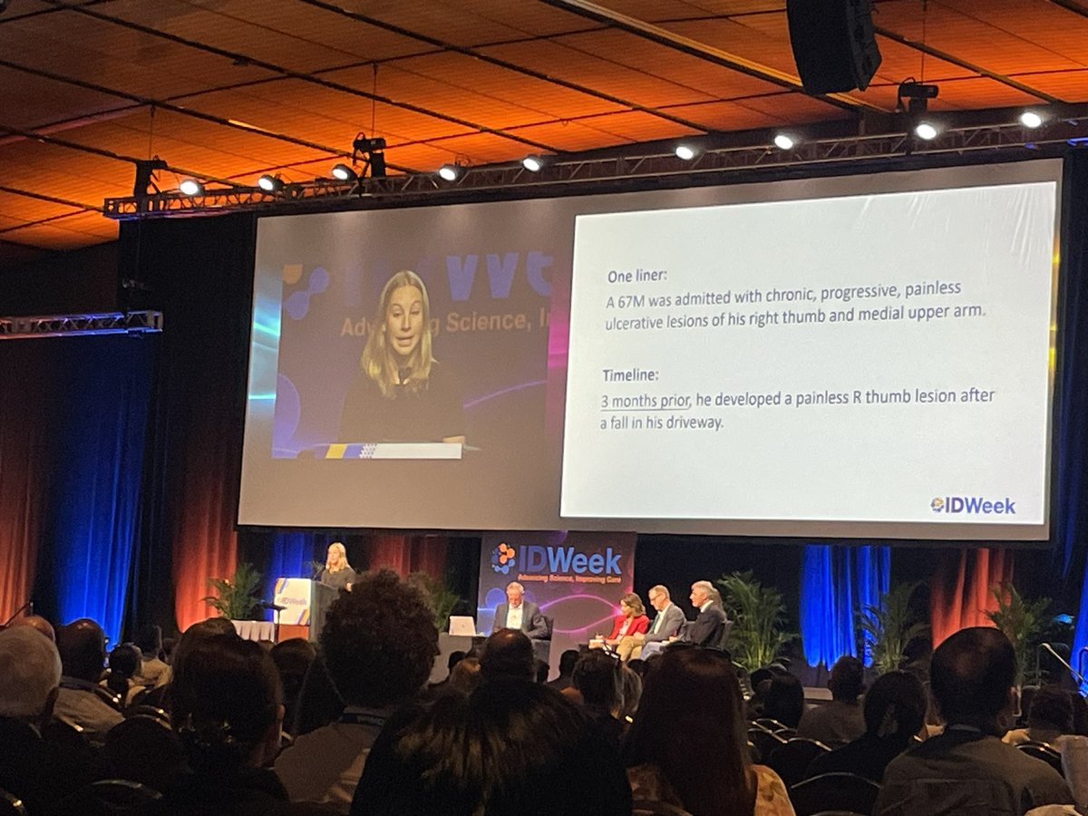 @UCSF_ID fellow Dr Emily Lydon presenting an an amazing case in a the Challenging ID Cases Session at #IDWeek2023 . Go Emily!