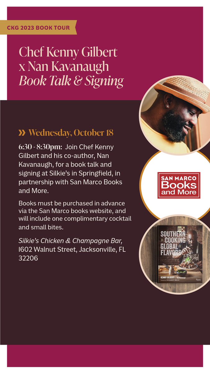 October 18th 6:30pm to 8:30pm. Located at Silkie’s Chicken and Champagne Bar! <a href="/SanMarcoBooks/">San Marco Books and More</a>