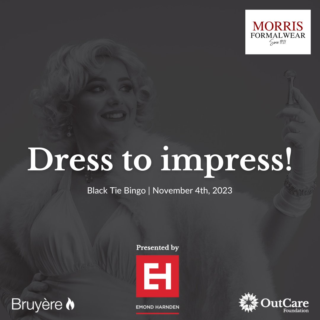 OutCareTweets's tweet photo. Get Ready for Black Tie Bingo at Morris Formalwear!👔 

Arrive in style with our complete Tuxedo package - Tux, Vest, Shirt, Studs &amp; Cufflinks, Shoes, all for just $149 + HST!  (Reg. price $239. Alterations for any ladies are 20% off!  Offer until Nov 4th! Book now! https://t.co/p7GvvVqAcu