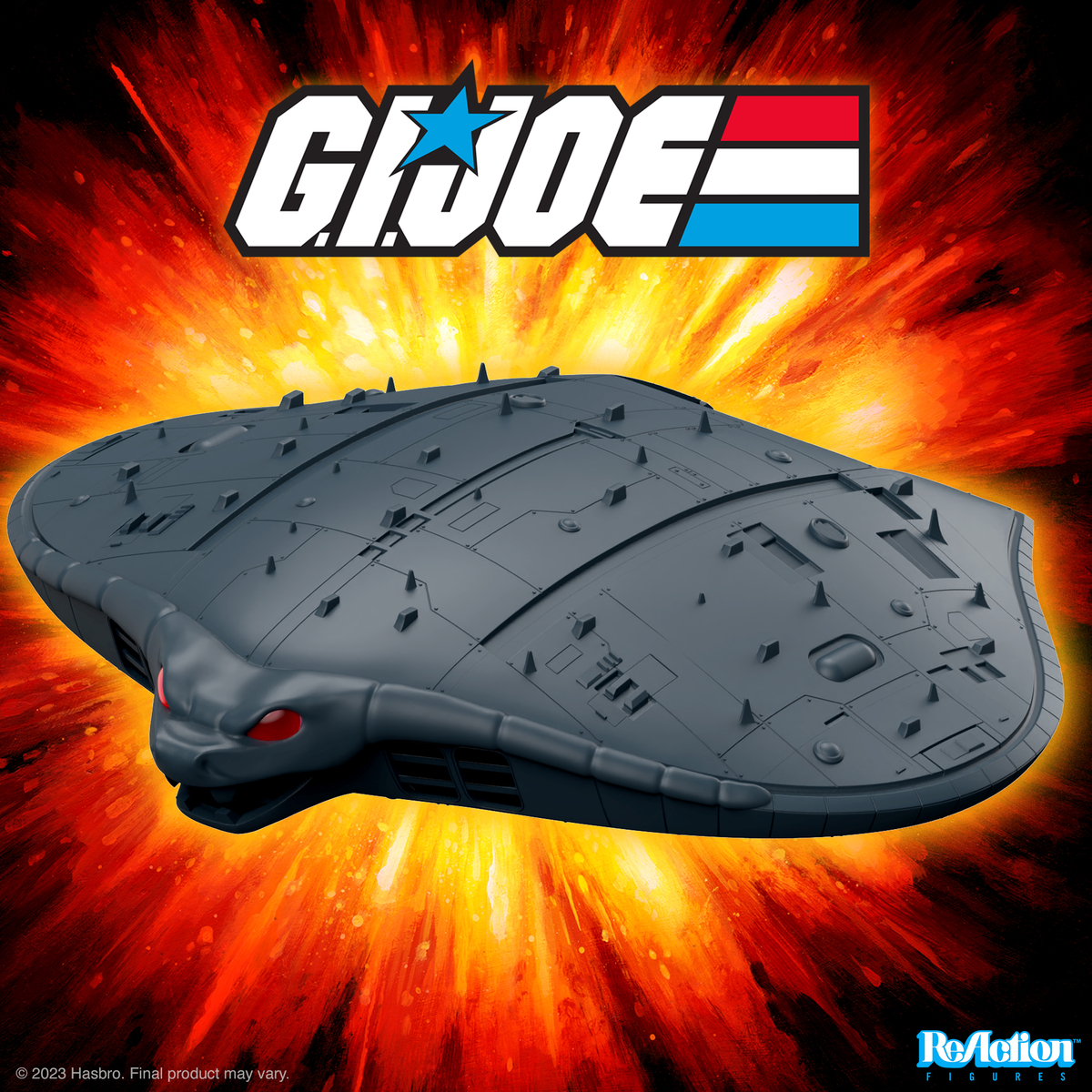 super7store's tweet photo. Now’s your chance to join the Cobra ranks with this crowdfund vehicle inspired by the opening sequence of the animated series, G.I. Joe: A Real American Hero. The Cobra Mothership is a massive 31” in diameter! Available to pre-order now: https://t.co/MXkRkUzSSm #Super7 https://t.co/UOaHEj4Ayk