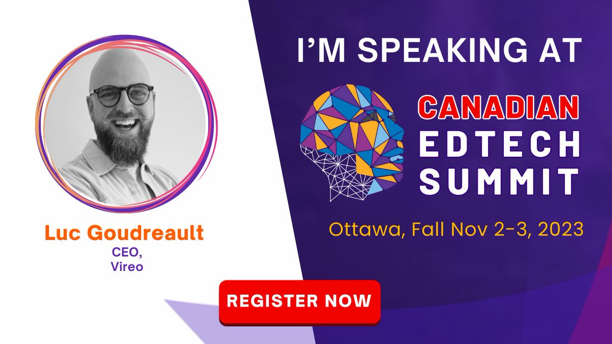 #CanEdTech23 is excited 2 announce @LucGoudreault, CEO, @vireoeducation,  as a speaker on the Designing Your Ultimate Learning Environment of the Future Expert Panel,  in Ottawa, Nov 2-3. Register Now: summit.canamedtechalliance.com @MindShareLearn