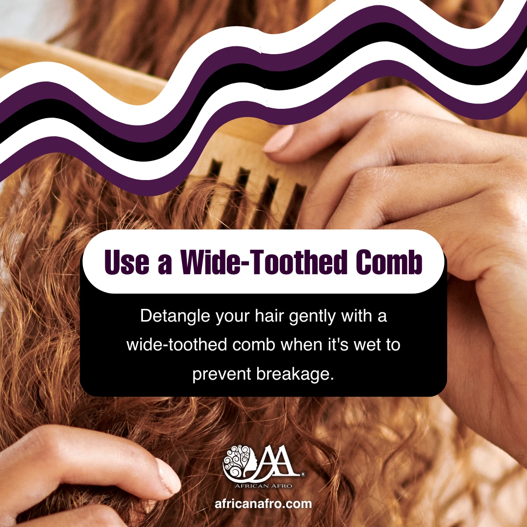 AfricanAfroAA's tweet photo. Unlock the Secret to Healthy Hair: Use a Wide-Toothed Comb! 🌿✨ 

Treat your locks with care by gently detangling them when they're wet. Wide-toothed comb is your ally in preventing breakage and preserving your hair's natural beauty.

Embrace the art of gentle hair care. https://t.co/WbJ9ErAbju