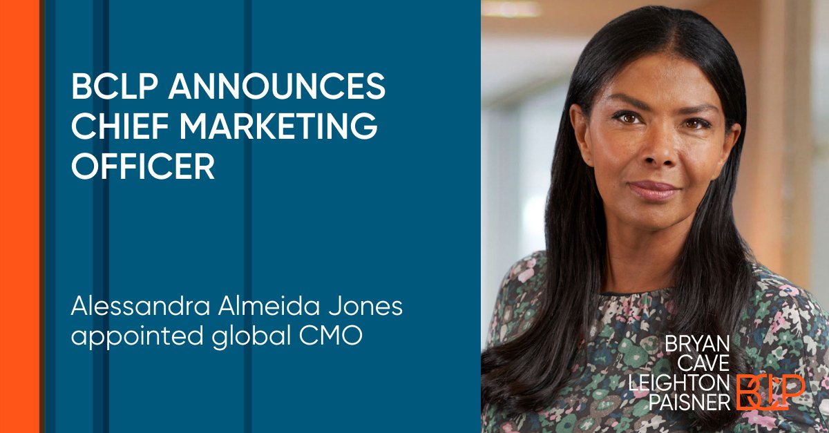 BCLP announced today the appointment of Alessandra Almeida Jones to the role of Global Chief Marketing Officer. As CMO, Alessandra will lead the firm’s business development, marketing and communications function globally, effective immediately. bclp.legal/3tpBOhP