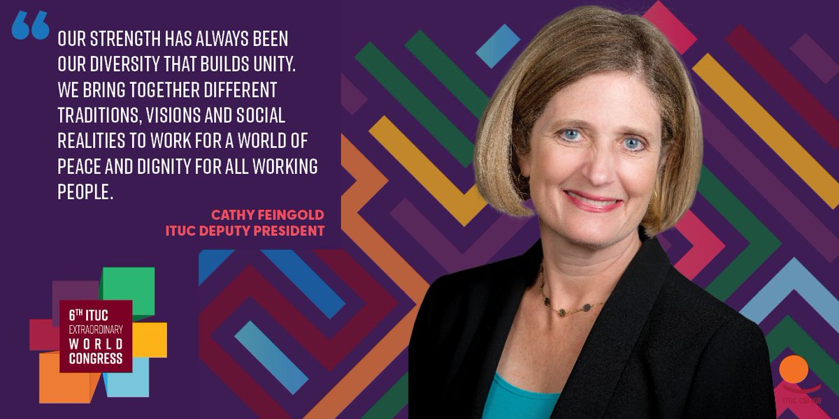 📌 6th Extraordinary World Congress #ituc23 @CathyFeingold 📢 Our strength has always been our diversity, which builds unity. @AFLCIOGlobal @aflcio