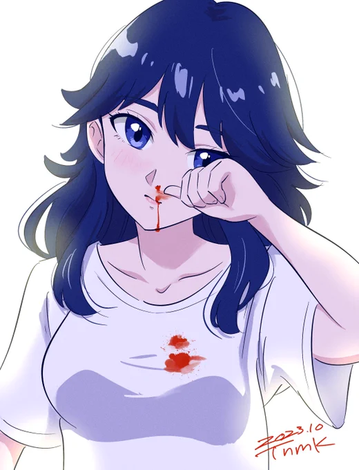 鼻血ガール (my oc)#イラスト 