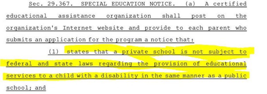 🚨Students w/disabilities would lose their federal rights and protections if SB1-the voucher scam passes!🚨

It’s in the bill language - students w/disabilities would be hurt by this scam. Private schools can reject kids because of religion, disabilities, etc. #SayNoToVouchers 🚫