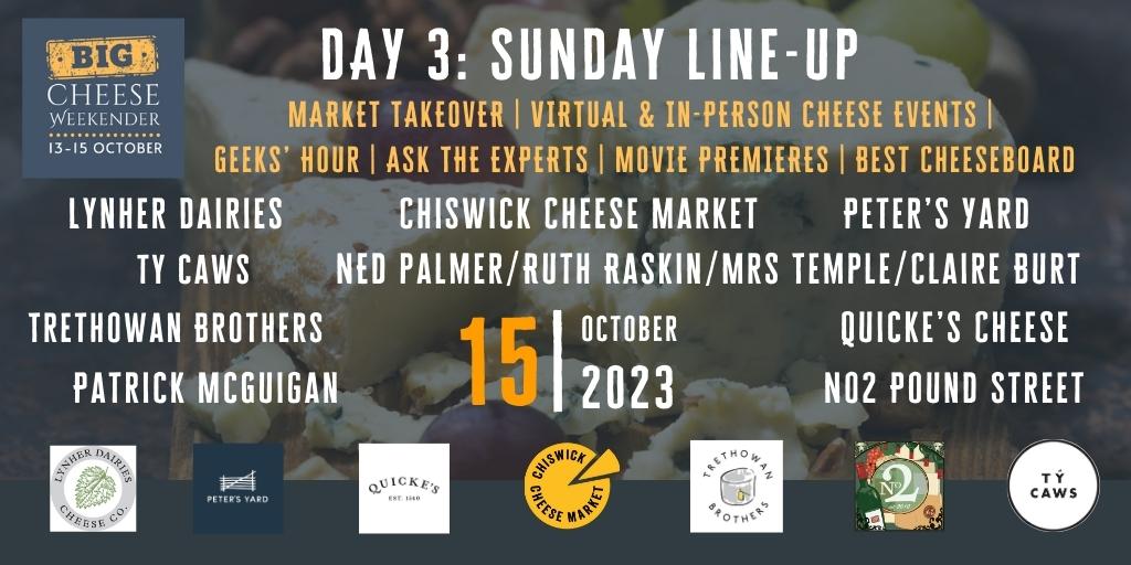 cheese_academy's tweet photo. Come join us for a Sunday of fun at the Big Cheese Weekender's market takeover at @ChiswickM until 3pm. Then, we'll switch to virtual events from 4pm, open to everyone and free to watch. Visit our website for more details: https://t.co/Mt3tXHKdzA https://t.co/bstrf5Zr3R
