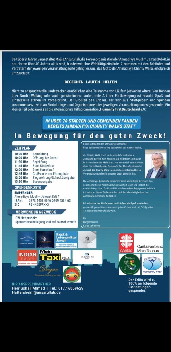 MkaHattersheim's tweet photo. #AhmadiyyaCharityWalk in #Hattersheim am 15.10.2023. Offene Einladung für Alle. Wir freuen uns auf eine zahlreiche Teilnahme. @Schindling @SPD_Hattersheim @CDUHattersheim @MainHattersheim @StadtMain https://t.co/Y8loEWY5ky