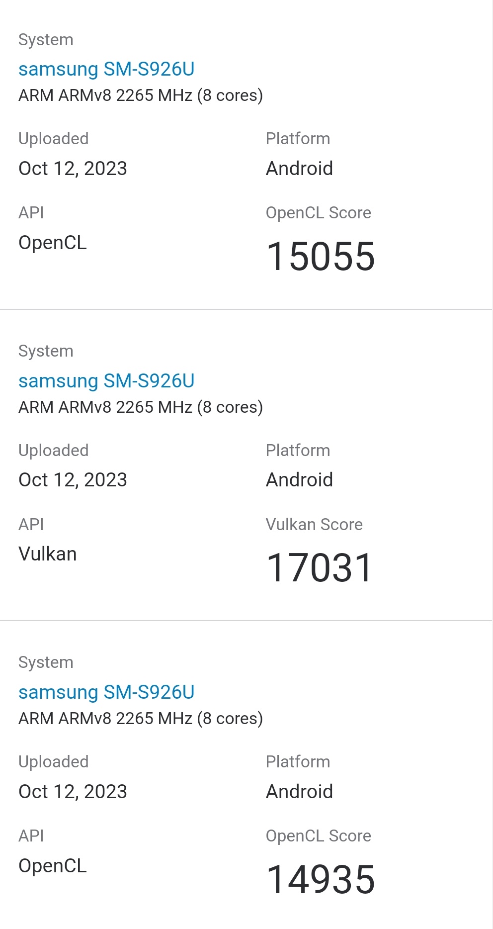 GPU Geekbench OpenCL score 2023