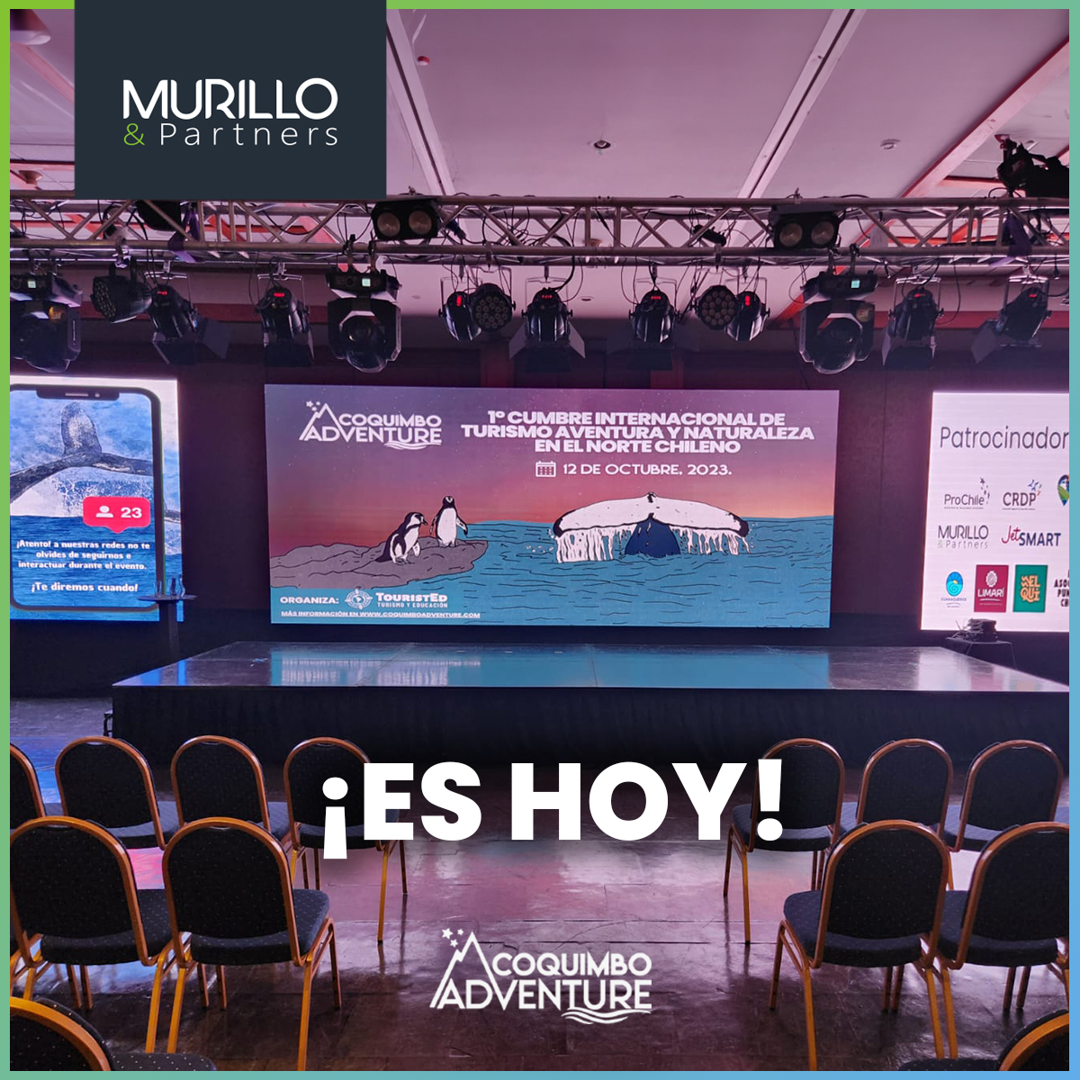 MurilloPartners's tweet photo. A minutos de iniciar nuestra participación en este escenario de la Cumbre Internacional Coquimbo Adventure 2023.
Nuestra ponencia estará a cargo nuestro Gerente Braulio Murillo Figueroa, en la temática de Sustentabilidad Turística.
#SomosTurismoSostenible #coquimboadventure https://t.co/mZ8gpT5PSt