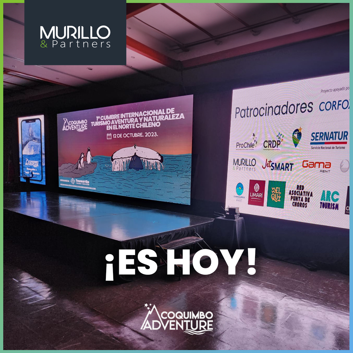 MurilloPartners's tweet photo. A minutos de iniciar nuestra participación en este escenario de la Cumbre Internacional Coquimbo Adventure 2023.
Nuestra ponencia estará a cargo nuestro Gerente Braulio Murillo Figueroa, en la temática de Sustentabilidad Turística.
#SomosTurismoSostenible #coquimboadventure https://t.co/mZ8gpT5PSt