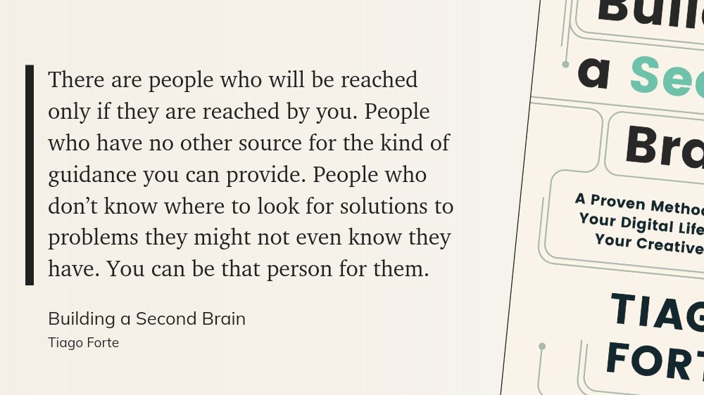"There are people who will be reached only if they are reached by you. People who have no other source for the kind of guidance you can provide. People who don’t know where to look for solutions to problems they might not even know they have. You can be that person for them."