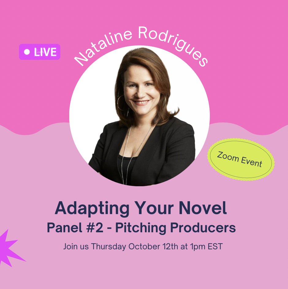 TimelessXHelp's tweet image. 🗓LUV Lunch &amp;amp; Learn Session #2 - Pitching Producers      Today  1pm ET       

Nataline Rodrigues, SVP Vortex Media will spill what producers look for in a pitch from an author, &amp;amp; what elements translate from book to screen.      

 FREE Zoom luvcentral.com @luverlies