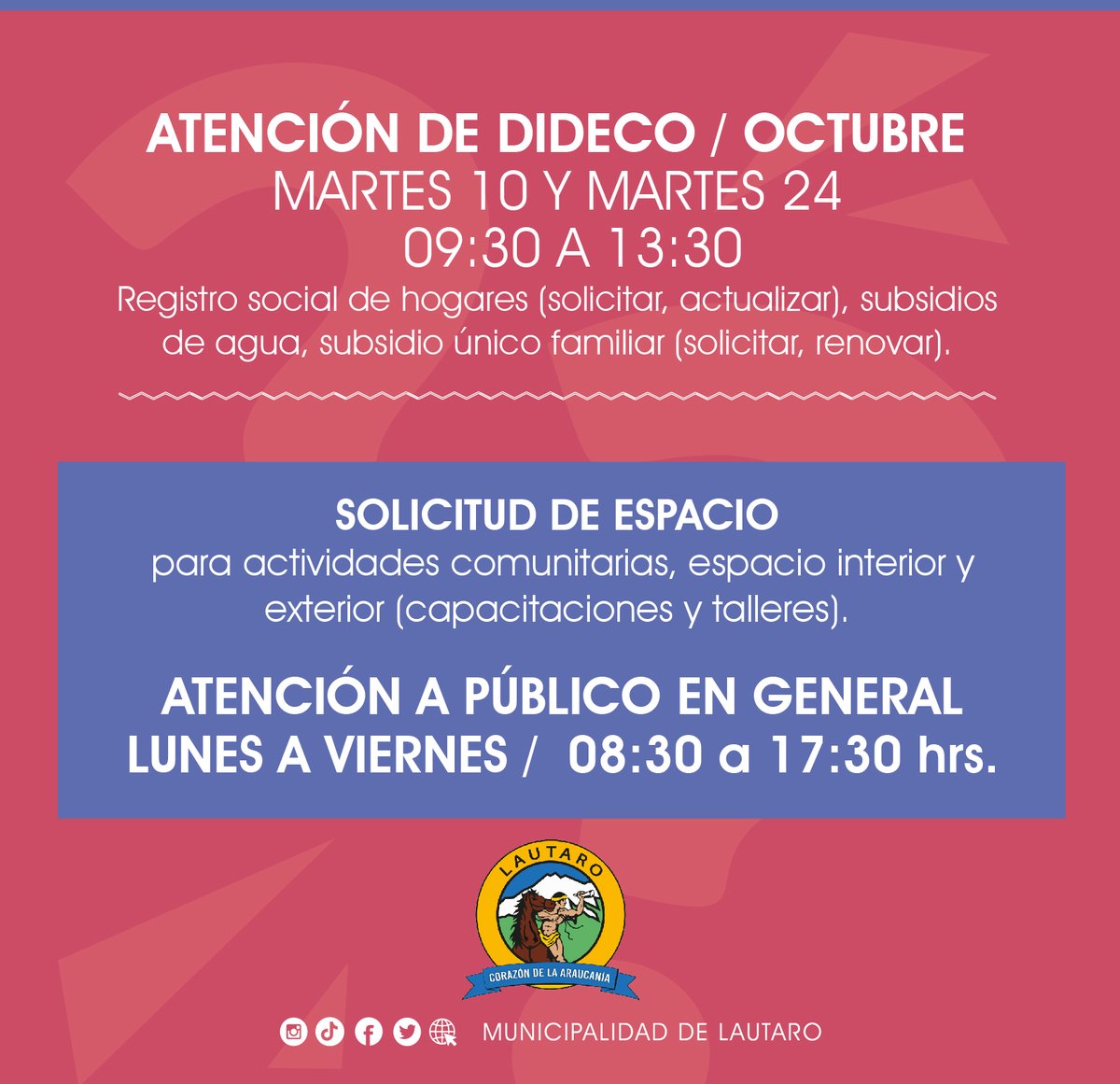 📷¿QUÉ TRÁMITES SE PUEDEN REALIZAR EN EL CENTRO COMUNITARIO DE PILLANLELBUN?📷

📷Recuerda que la atención de público general es de lunes a viernes en horario de 8:30 a 17:30 hrs.📷