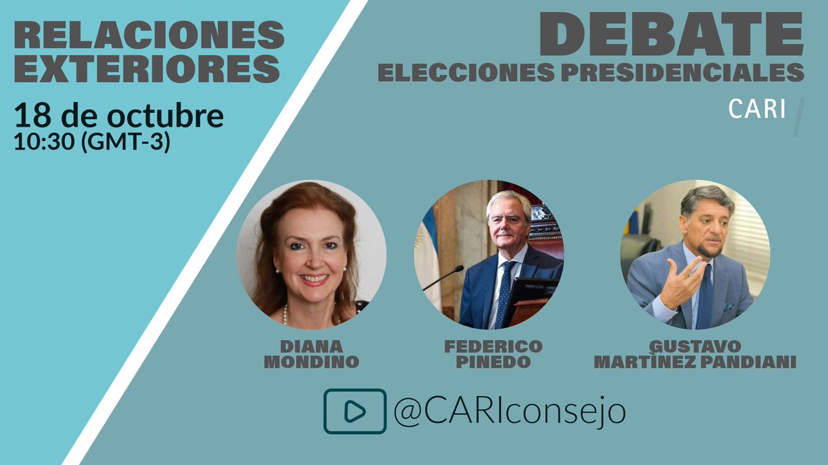 Este 18 de octubre a las 10:30 seguí el Debate de los referentes de Relaciones Exteriores de los candidatos más votados en las PASO.

🗓️Agendalo acá: bit.ly/polext2023

Ciclo de Debates organizados junto a <a href="/oeiarg/">OEI Argentina</a> y <a href="/FLACSOARGENTINA/">FLACSO Argentina</a>