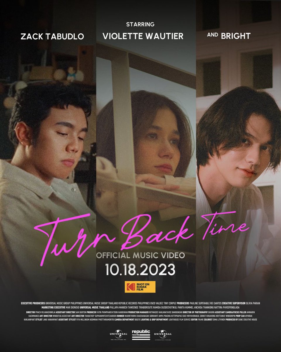 zacktabudlo's tweet image. ITS OFFICIAL! The “#TurnBackTime” Official Music Video will be out on October 18, 6 PM PHT starring alongside the lovely @violettewautier and my brotha @bbrightvc 🕰️ yall r not ready for this one 🤍

#ZackVBrightTurnBackTime