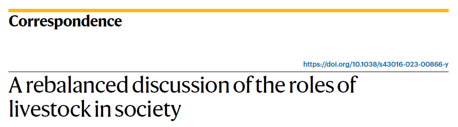 We call for rebalanced discussion on the roles of livestock in society. Rather than just defending livestock's role, we need to actively seek solutions for its rebalancing. See our correspondence to #DublinDeclaration @naturefood👇@herzon_irina @SYKEint doi.org/10.1038/s43016…