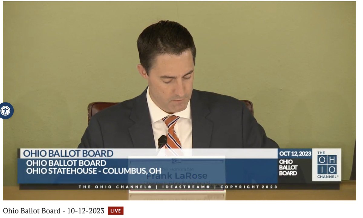 OhFairDistricts's tweet photo. Ohio Sec of State Frank LaRose moves that The @CitizenMapsOH petition only contains one amendment. It passes 5-0.
We are on our way!
#FairMaps https://t.co/p4wutIzjMh