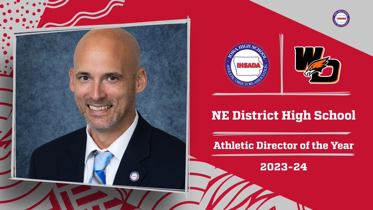 Congratulations to West Delaware Athletic Director, Matt Weis, on being named the 2023-24 Northeast District High School Athletic Director of the Year!
<a href="/WestDelawareAD/">Matt Weis, CMAA</a> <a href="/westdelhs/">West Delaware High School</a>