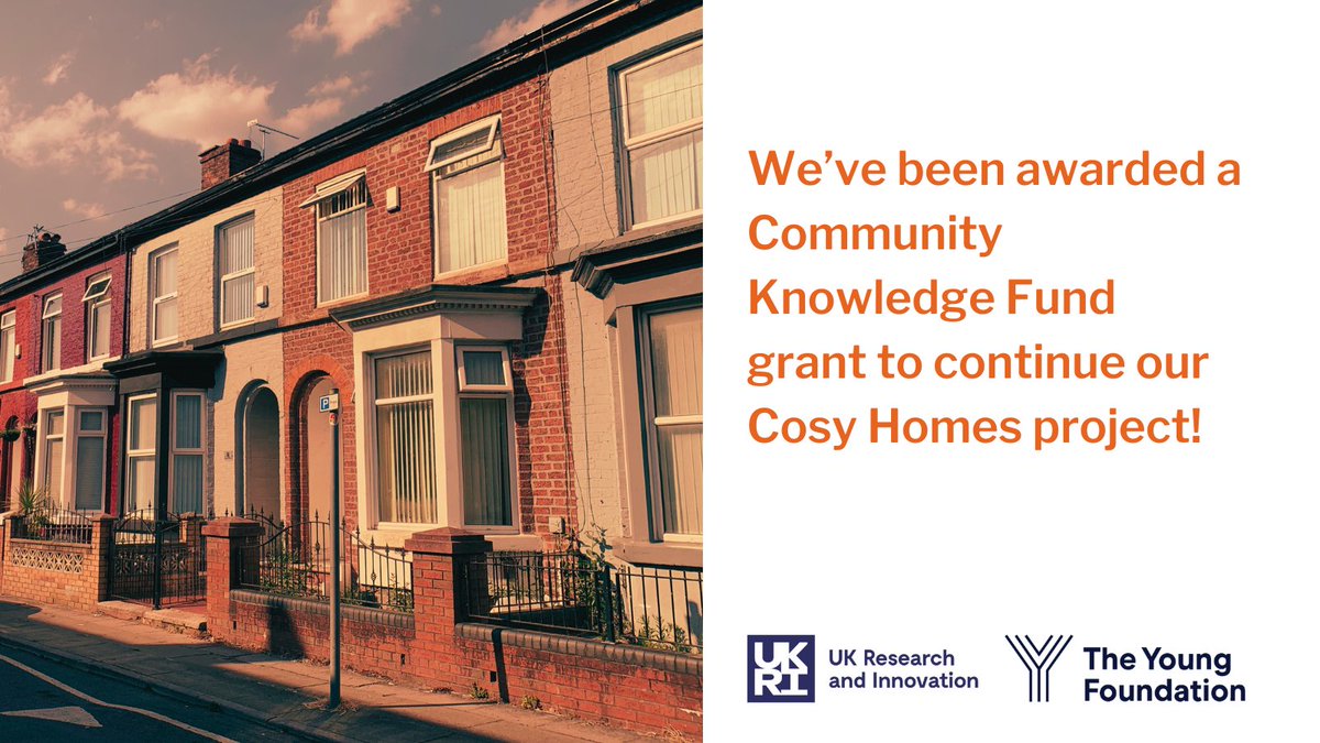 Great news! We’ve been awarded funding to continue our Cosy Homes project, thanks to @UKRI_News and @the_young_fdn #CommunityKnowledgeFund. And we're building our team! To find out more about the project and how to get involved, head to our website: shorturl.at/jxzKO