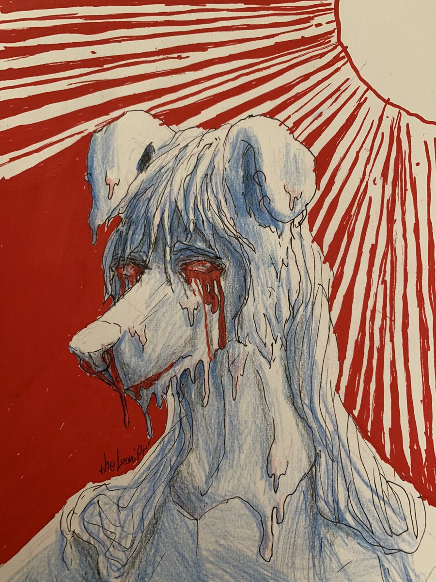 loonafromhell's tweet image. Goretober day 12 melt
.
x
#furry #furryart #furrydrawing #furries #wolf #melt #meltgore #furrygore #furryaetist #traditionalart #art #artist #goretober #goretober2023 #drawing #red #blood