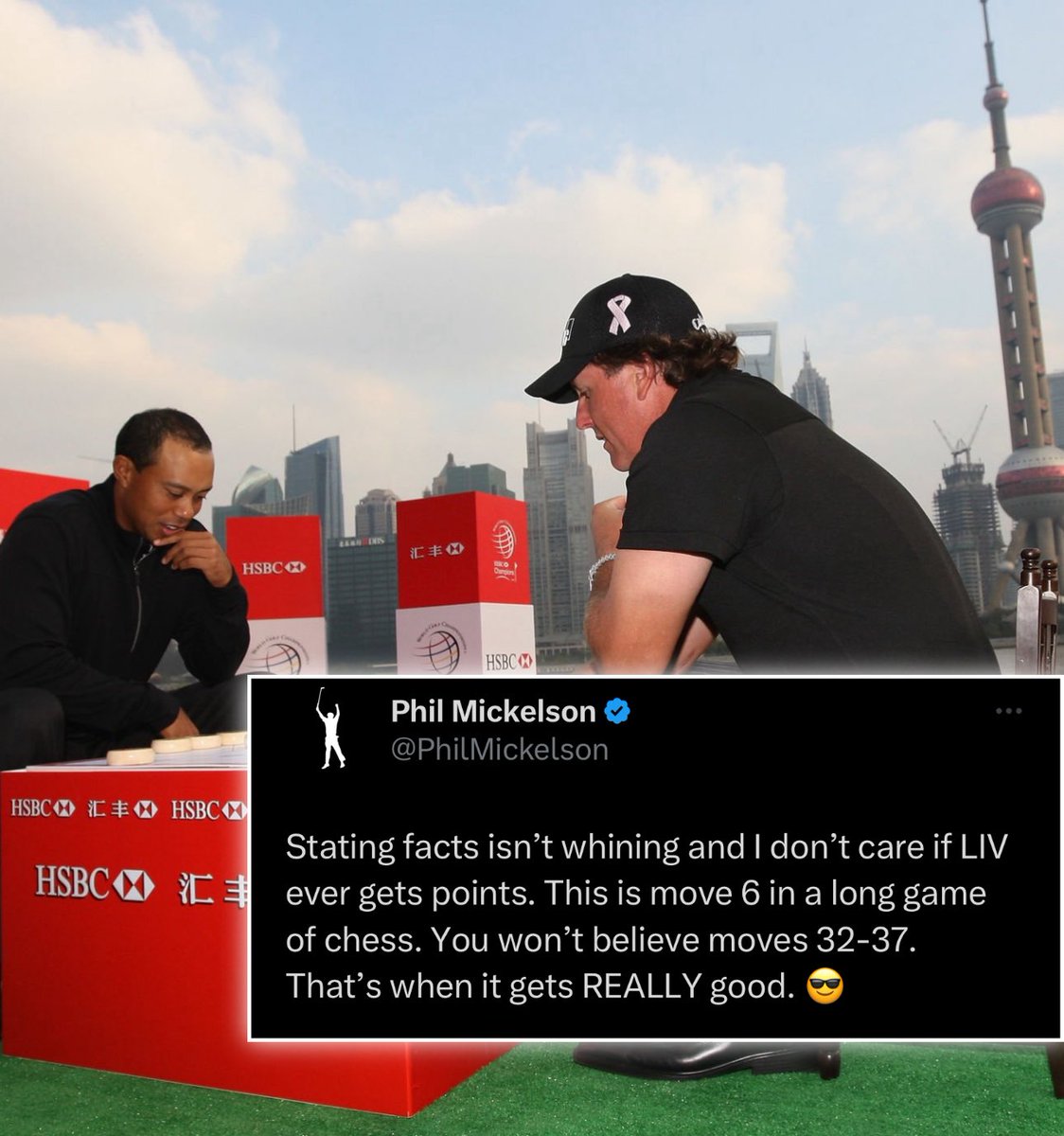 🚨♟️ Phil Mickelson says he doesn’t care if LIV Golf ever gets OWGR points, and that LIV is playing chess, not checkers.