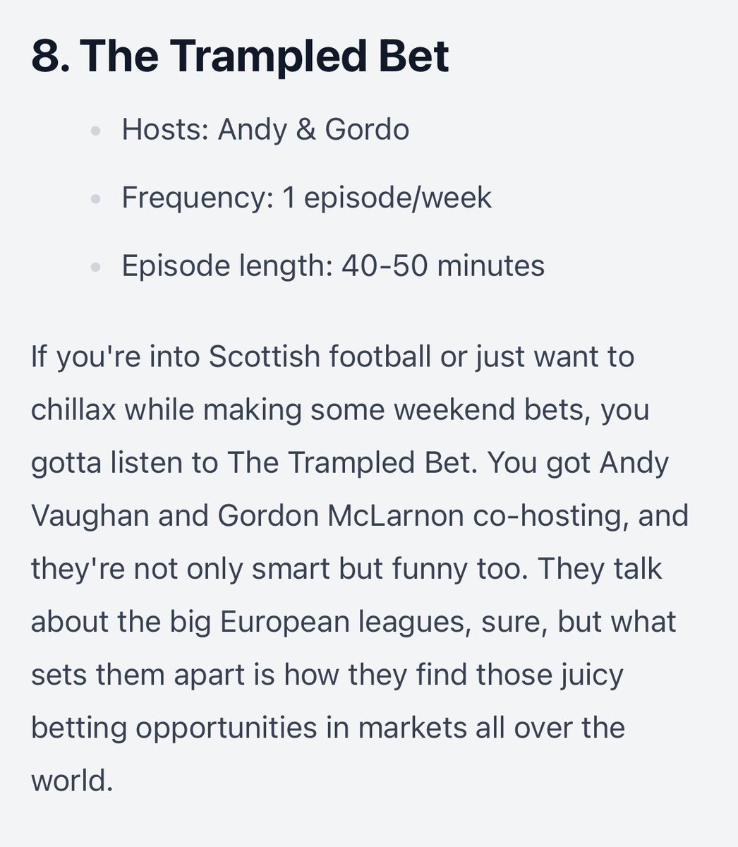 Just found this article from earlier in the year where we’re in the top 10 UK betting podcasts 😌. Thanks very much mystery proprietors of UK-Podcasts. uk-podcasts.co.uk/article/10-bes…
