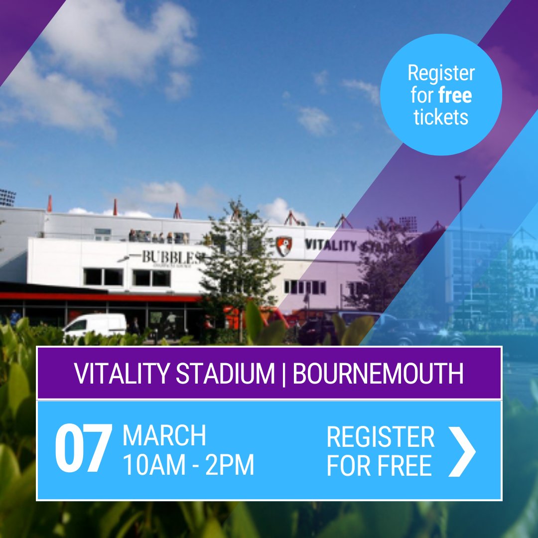 We promote our events locally and get hundreds of biz people all in one place in one day! 📢 Be part of Bournemouth Business Expo on 7th March at Vitality Stadium - b2bexpos.co.uk/event/bournemo… #BournemouthExpo