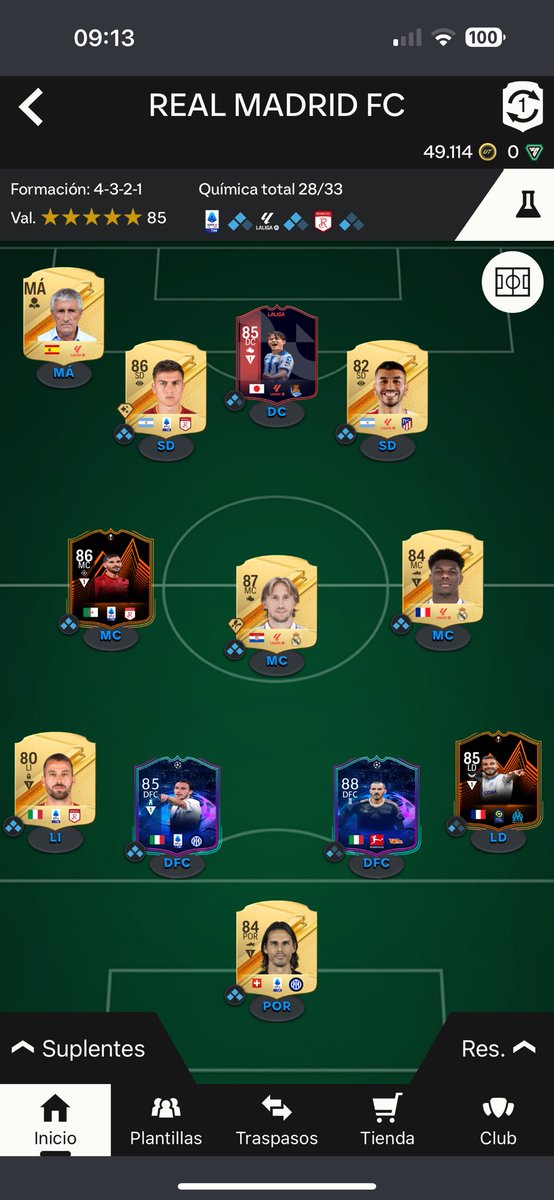AndresWall17's tweet photo. @JuniorSintress cómo estás Brot? ando necesitando ayuda en mi plantilla para poder reforzarla. Juego con la 4-4-2

Que me recomiendas hacer aquí:
Transferibles son:
Modric
Dybala
Correa
Spinazzola
Hernández https://t.co/FV0J8JwZS2