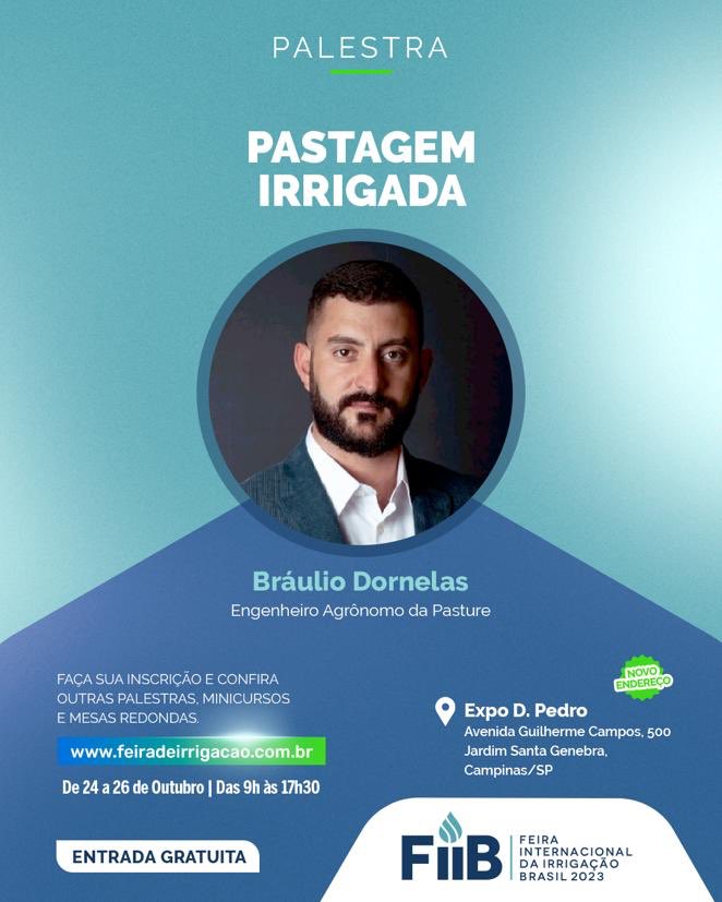 Pastagem irrigada
Quinta-feira, 26 de Outubro, 2023
09:00-10:00h