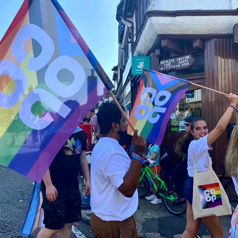 JasmineR_Coop's tweet photo. For #throwbackthursday let's celebrate the amazing day at @prideinsurrey last month 🏳️‍🌈 It was such a privilege to walk the parade with my @coopuk team &amp; the #Reigate community 💙 

#Caterham #itswhatwedo #community #memberpioneer #pride #prideinsurrey #lgbtq #reigate #pride2023 https://t.co/99b4h2vUjF