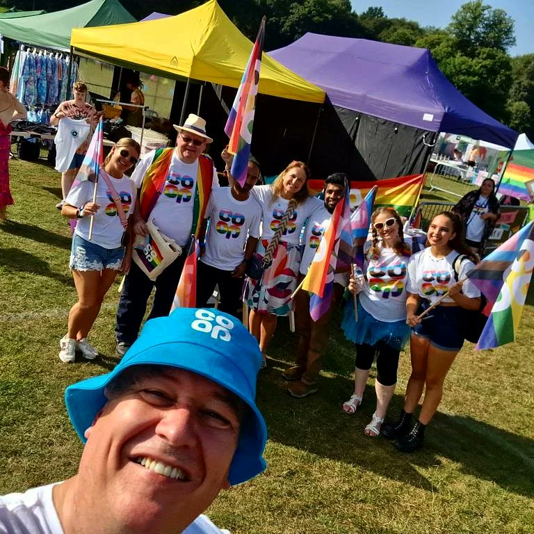 JasmineR_Coop's tweet photo. For #throwbackthursday let's celebrate the amazing day at @prideinsurrey last month 🏳️‍🌈 It was such a privilege to walk the parade with my @coopuk team &amp; the #Reigate community 💙 

#Caterham #itswhatwedo #community #memberpioneer #pride #prideinsurrey #lgbtq #reigate #pride2023 https://t.co/99b4h2vUjF