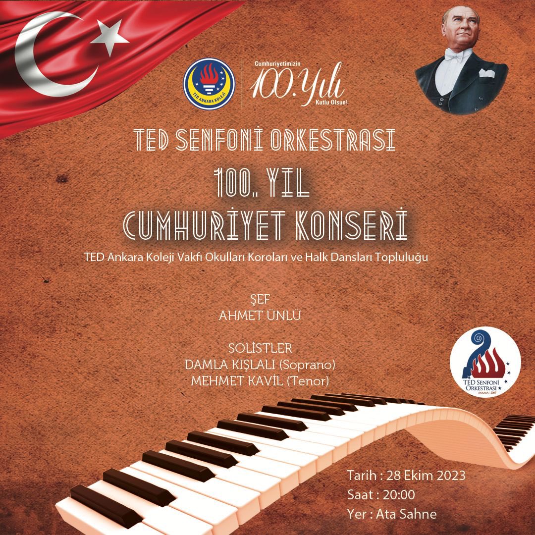 TEDAnkara's tweet photo. TED SENFONİ ORKESTRASI
100. YIL CUMHURİYET KONSERİ https://t.co/Cfk8oMeZQt