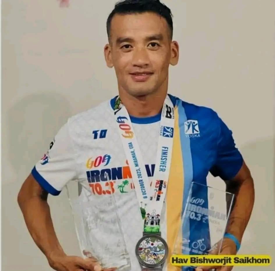 Army personnel from #Manipur #Meitei community - Hav L Biten Singh and Hav Bishworjit Saikhom of #IndianArmy secured 2nd &amp; 3rd positions in the 3rd edition of #IronMan 70.3 Goa. 
#MeiteiNongsha #ThisIsMeitei #MeiteiHaiTohVikasHai #IStand4Manipur #SaveManipur #savemeitei
