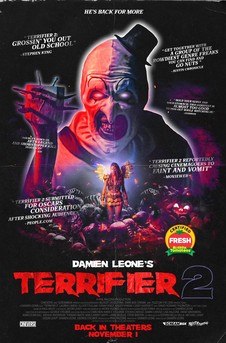 Great news Canada 🇨🇦! Terrifier 2 theatrical re-release tickets are now available here - cineplex.com/movie/terrifie…