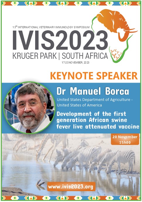 CorneEngel's tweet photo. @ivis2023
Profiling Keynote Speaker, Dr Manuel Borca from the USDA, presenting on the Development of the first generation African swine fever live attenuated vaccine 
https://t.co/x6AnJHmNLq https://t.co/hgpqbk0dnD