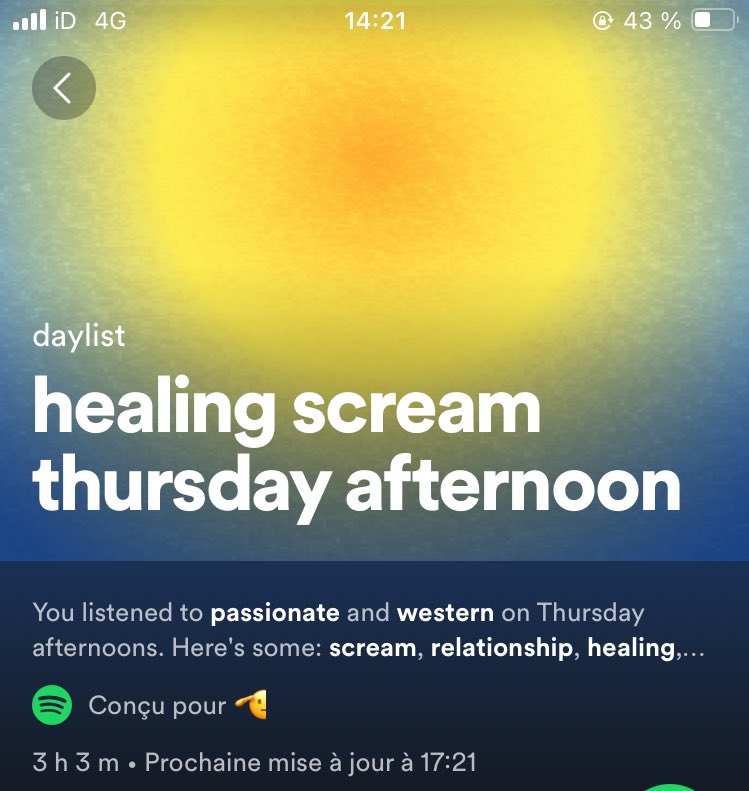 dnpoutboy's tweet photo. don’t tell me your astrology sign, i want you to go into spotify and search for your daylist and post the title it gave you 

real https://t.co/qLrKz6XaSp