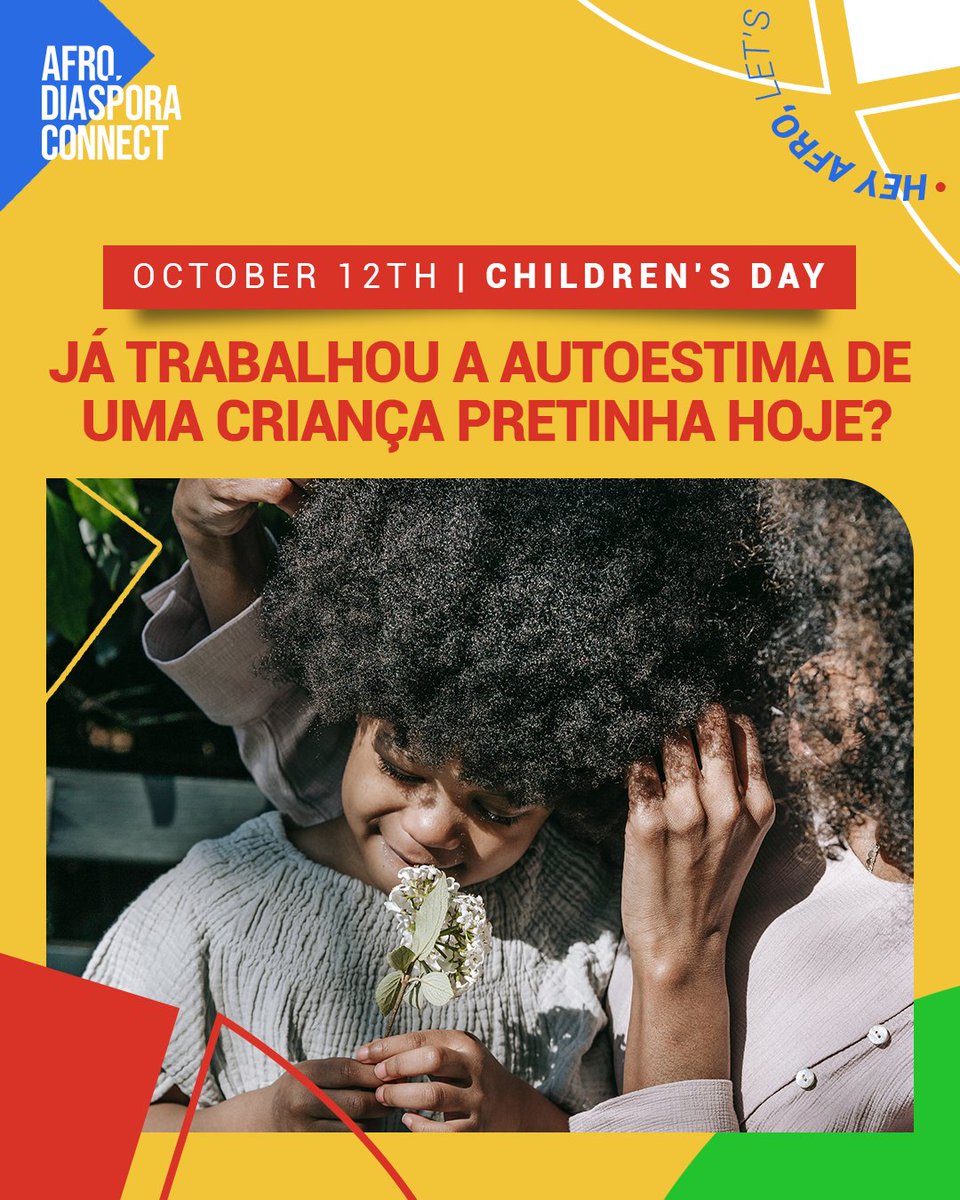 AfroDspConnect's tweet photo. 🌟 Hoje no Brasil celebramos o Dia das Crianças e é um momento para cultivar a autoestima, e lembrar a cada criança que ela é única, especial e capaz de alcançar grandes sonhos. Empoderar, inspirar e nutrir a confiança de cada uma delas é nossa missão. 

#AutoEstimaAfrocentrada https://t.co/R8DQrHU3bt