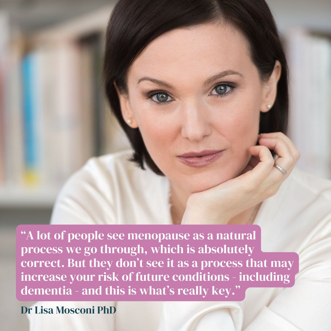 Lisa Mosconi <a href="/dr_mosconi/">Dr. Lisa Mosconi</a> is a neuroscientist who is doing incredible work highlighting the key issue of brain health and the menopause. She is also one of the experts who contributed to my book talking about whether HRT can reduce your risk of dementia and the quote I have pulled