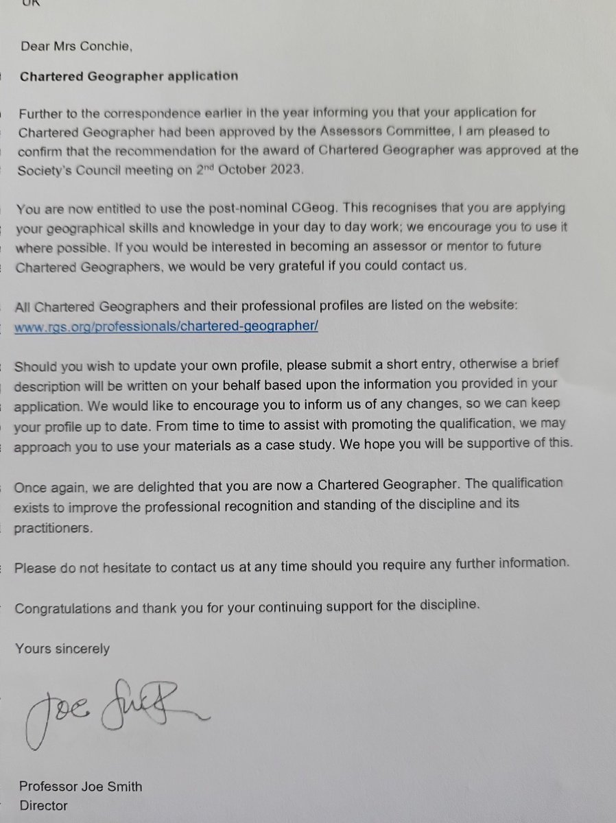 Well, it looks like it's time for new business cards. 
Feeling quite proud achieving this as a freelancer.
#Chartered #Geographers #ProfessionalStatus
#AllMyOwnWork
<a href="/RGS_IBG/">Royal Geographical Society (with IBG)</a>