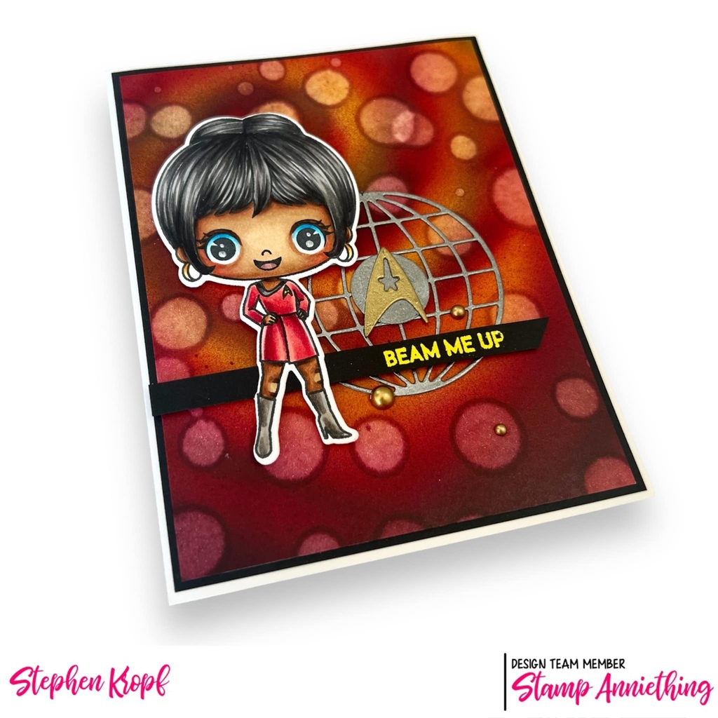 StampAnniething's tweet photo. Day 2 of the Sneak Peeks and we meet Uhura - Hailing Frequencies Open. Take a look at all the great projects today! #cardmaking #stamping #papercrafting https://t.co/fU0N0K4Bqn