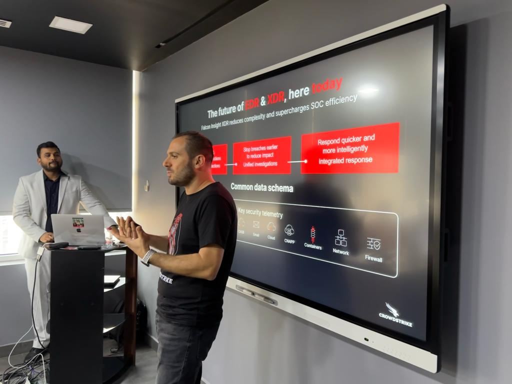 ami_viz's tweet image. Thrilled to host the recent AmiViz - @CrowdStrike Partner Skill-Up session at our #Dubai office. Interesting insights on the #FalconPlatform, Falcon XDR, Falcon Identity Threat Protection, and Falcon Exposure Management, complete with live demos and practical use cases.