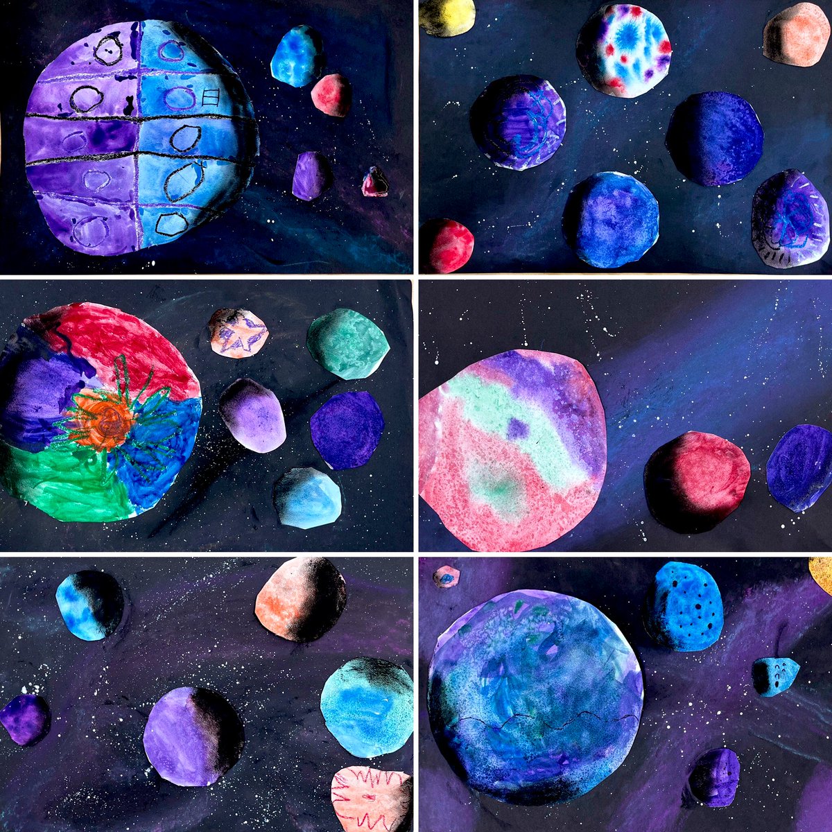 d97schmidt's tweet photo. 1st Grade Galaxies 🪐✨🌎 #MannSchool #OakPark97 #WeAreD97 #MyD97 #TheDot #watercolor #chalkpastel #paint #space #planets #color #texture #form #shading #balance https://t.co/aOkVBbj2ph