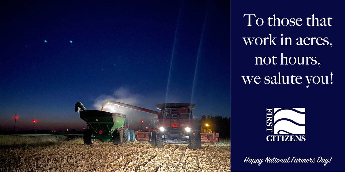 MyFCBank's tweet photo. Happy National Farmers Day! Our lenders at FCB are farmers just like you, and even our support staff has agricultural experience. Make sure to thank a farmer today! #NationalFarmersDay 🚜 https://t.co/fsUOWO4Y5z