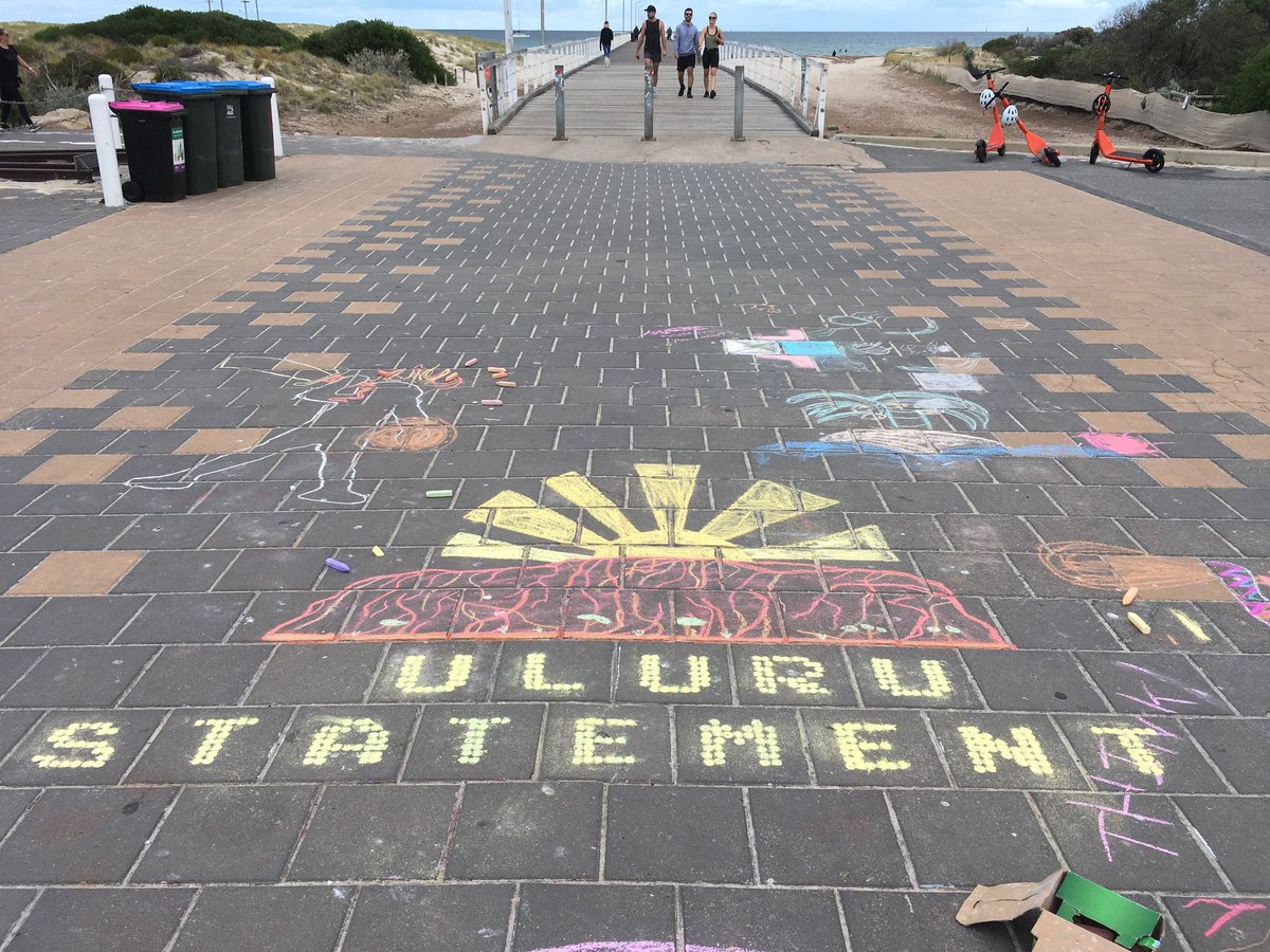 DemOnTheStreets's tweet photo. A STORY

So, this arvo I was thinking’ ‘this ain’t over!’. 

School hols. Visiting mum. Boys wanted to head down to the foreshore so I figured I’d better walk the talk and pack chalk.

After all, this place has history …

🖤#UluruStatement
💛#CreateYes
❤️#KeepMakingNoise🧵👇🏽 https://t.co/9gXfMwi8LL