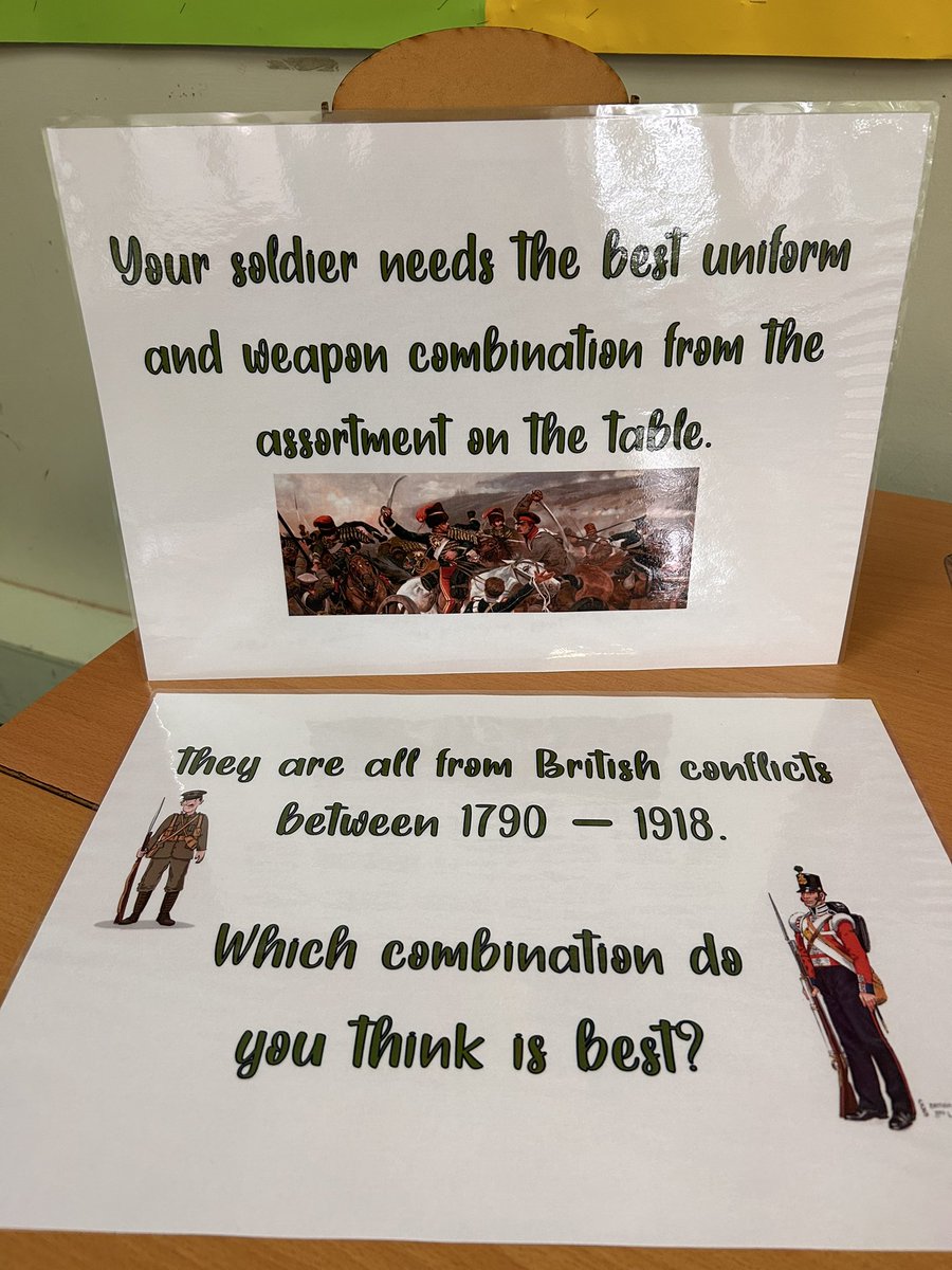 HistoryStocks's tweet photo. Open Evening linked to Edexcel Experience of Warfare. Dress your soldier with the best kit. Totally worth the swollen thumb joint from all the cutting out! 

#historyteaching #education #openevening #teacherlife https://t.co/5Zf1vszQIz