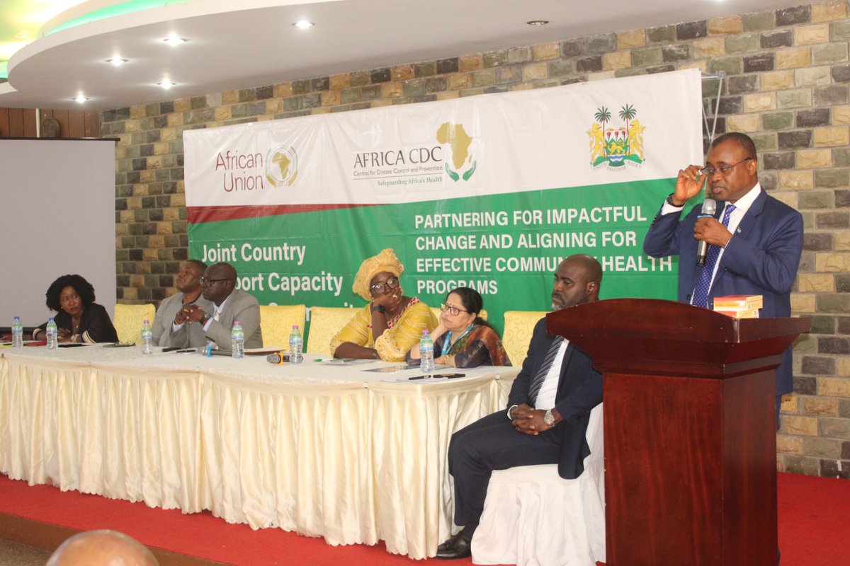 AfricaCDC's tweet photo. 1. @AfricaCDC hosted by the Ministry of Health have convened #CHWs stakeholders for the Joint Country Support Capacity Plan for Community Health in #SierraLeone (10-12 October) to assess the state of community health implementation. https://t.co/amQ0KqMQvO
