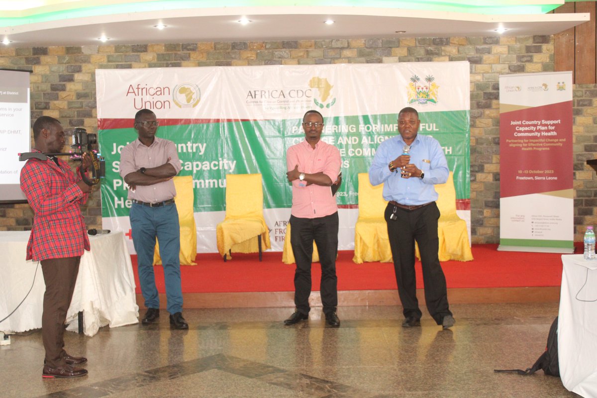 AfricaCDC's tweet photo. 1. @AfricaCDC hosted by the Ministry of Health have convened #CHWs stakeholders for the Joint Country Support Capacity Plan for Community Health in #SierraLeone (10-12 October) to assess the state of community health implementation. https://t.co/amQ0KqMQvO